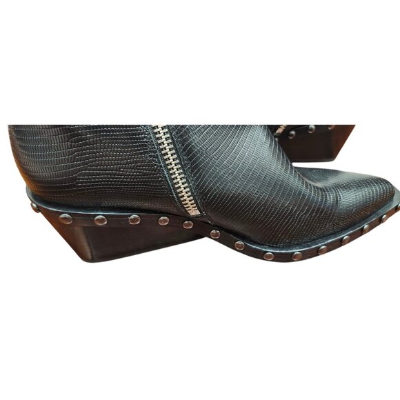 Rag & Bone santiago mid boots Womens black Lizard-embossed calf Size EU 40/US9.5 - Picture 9 of 16